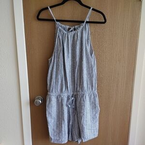 Old Navy sleeveless black & white striped romper